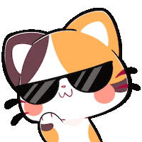 Crissu_art cute cat cool cat kawaii cat cat with glasses Sticker