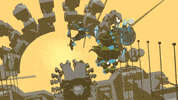 dedeium robot horse flying planet GIF