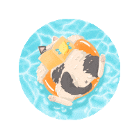 lavenderstraws pool cute cat lounge fat cat Sticker