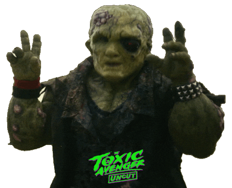 Toxic Avenger Air Quotes Sticker by Signature Entertainment