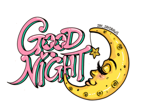 Night Moon Sticker by Jhessica Murray (Jay Jay Draws)