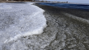 Ice Waves Hit the Shores of Lake Huron