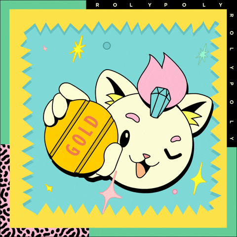 RolyPolyNFT crypto gold kitty cute cat GIF