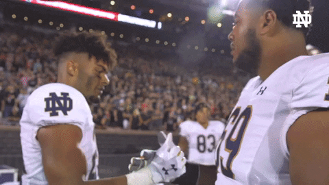 College Football Handshake GIF by Notre Dame Fighting Irish