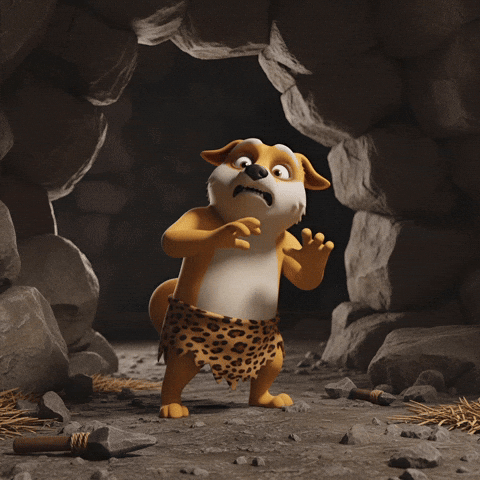 Shocked Stone Age GIF by Doge Pound