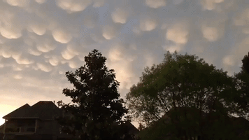 Heavy 'Mammary Clouds' Form at Sunset During Storms in Tulsa, Oklahoma