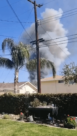 Smoke Billows From Site of Fireworks Explosion in Ontario, California
