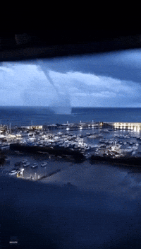 Huge Waterspout Comes Ashore in Salerno