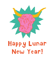 New Year Cow Sticker by Leonie Flower