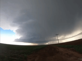 Timelapse of Supercell Looming Over Texas and Oklahoma