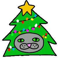 Christmas Tree Cat Sticker