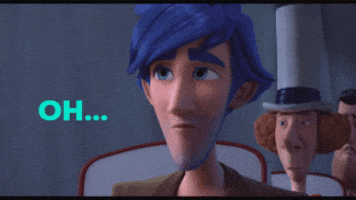 Cartoon gif. Owen Huntington from Animal Crackers glances up, looking dejected. Text, "oh... sorry..." 