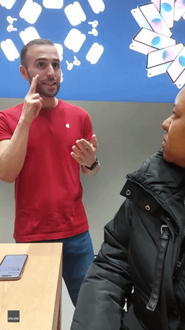 Deaf Woman Impressed With Sign Interpreter Service in Apple Store