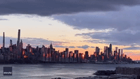 Sun Sets on Manhattan as Cold Temperatures Near