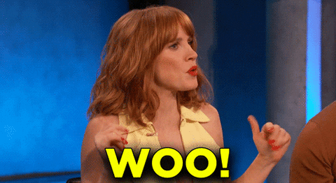 Excited Jessica Chastain GIF by Team Coco