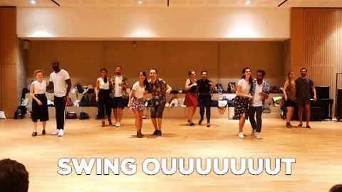 ShakeThatSwing giphygifmaker minions lindy hop swing out GIF