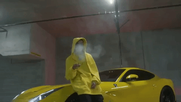 smoke yellow ferrari GIF