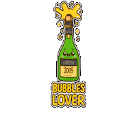 Champagne Bottle Wine Sticker by Teo KayKay