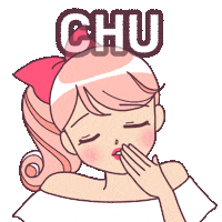 akikim_illust love heart girl kiss Sticker