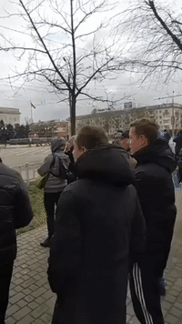 Loud Bangs Ring Out as Gun Fired at Kherson Protest Against Russian Invasion