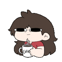 puddleartstudio coffee kawaii tired cafe Sticker