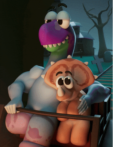 Scared Date Night GIF by Claynosaurz