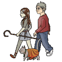 thegoodluckcats dog cats adventure walk Sticker