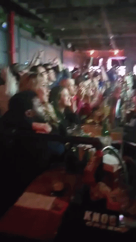 Soccer Fans Celebrate USA Goal at NYC Bar