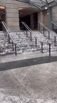 Floodwater Pours Down Steps at Toronto's Union Station