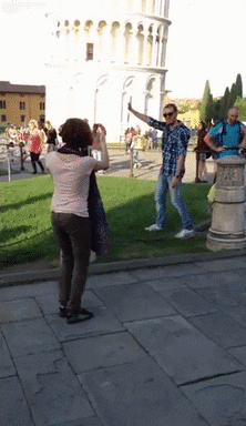 leaning tower of pisa tourists GIF by Cheezburger
