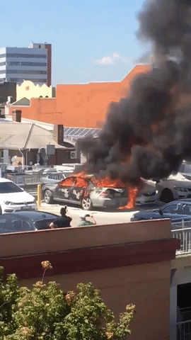 Car Bursts Into Flames at Liverpool Parking Lot