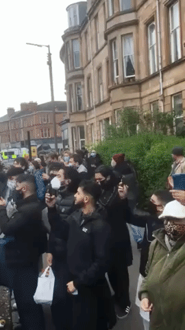 Protesters Block Immigration Enforcement Van in Glasgow Community 'Celebrating Eid'