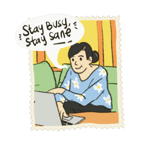 Cellamatpagi giphyupload working decor stamp Sticker