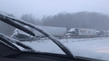 Huge Crash and Pileup Near Pennsylvania-Ohio Border