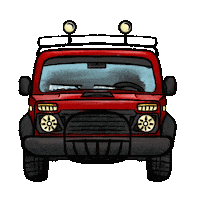 Driving Red Car Sticker