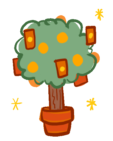 New Year Orange Sticker