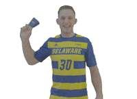 mens soccer fun Sticker by Delaware Blue Hens