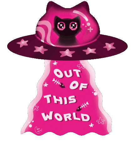 Out Of This World Pink Cat Sticker