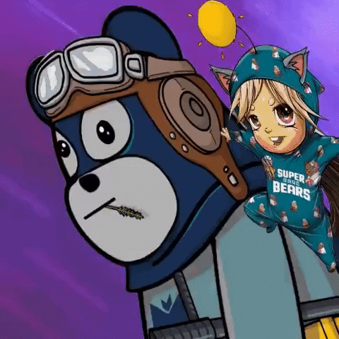 Flying To The Moon GIF by SuperRareBears