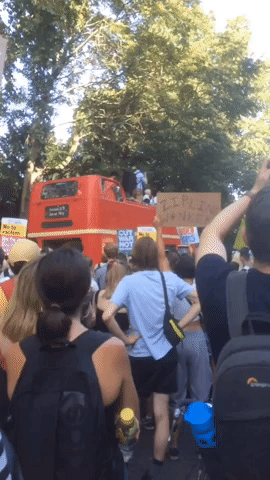 Crowds Protest Boris Johnson at London's Russell Square