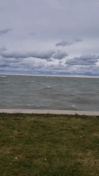 High Winds Create Rough Waters in Lake Michigan
