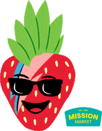 MissionKsMarket strawberry david bowie market mission Sticker