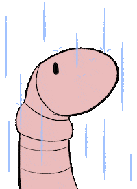 Fuzzyzilla sad rain worm weather Sticker