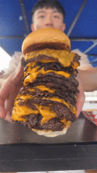 Burger3000 hungry eat breakfast burger GIF