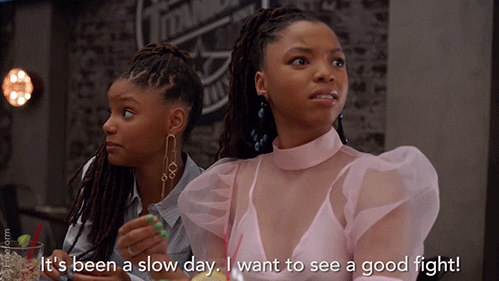 Chloe X Halle Fight GIF by grown-ish