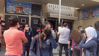Students Wearing Masks Leave Middle School in Jersey City