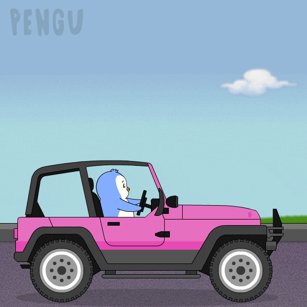 Pink Driving GIF by Pudgy Penguins