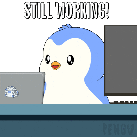 Work Still Working Sticker by Pudgy Penguins