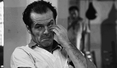 Celebrity gif. A bored Jack Nicholson scratches his head and yawns.