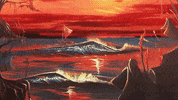 slightlystoopid art beach sunset waves GIF